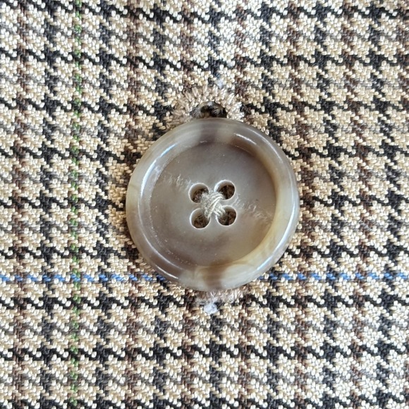 Club Room Houndstooth Blazer 42R Silk Wool Cashmere Sport Coat Tan - Picture 3 of 16